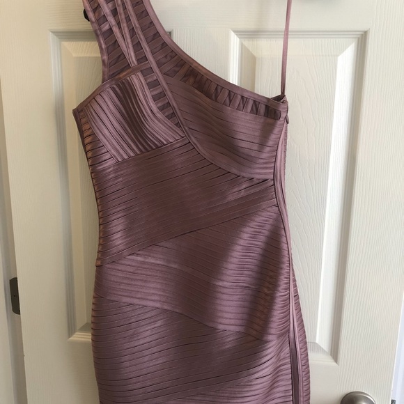 Mauve One Shoulder Banded BCBGMaxAzria Dress - Picture 2 of 4